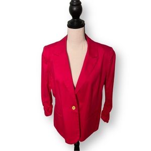 NY Collection Red Lined 1 Button Blazer Size Large